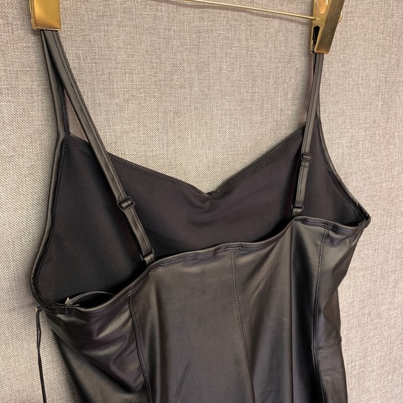 AERIE Faux Lather Tank Top Style Jumpsuit Bodysuit — LARGE — Black - Picture 6 of 8